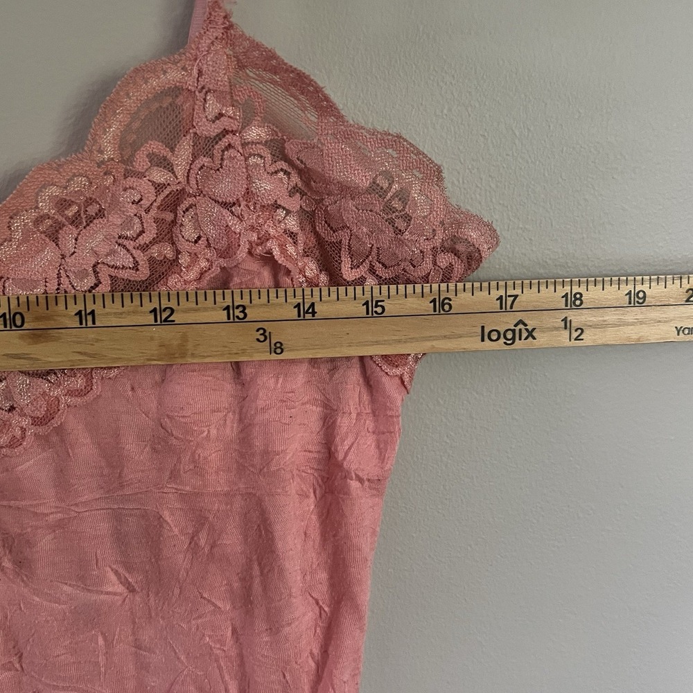 Vintage Arden B Y2K Cami Top Tank Pink Crinkle Lace M/L 90s Fairy Feminine - Picture 6 of 8